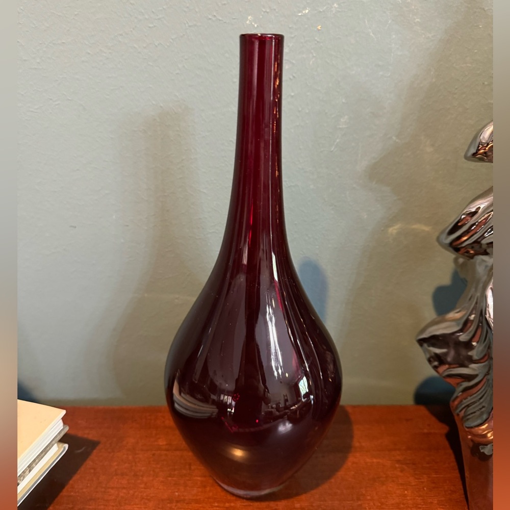 Large IKEA Modernist Red Salong Vases Hand Blown Glass Johanna